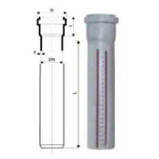 Труба каналізаційна, d=50 мм, l=2000 мм  Сірий (120153950)