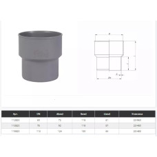 Перехід з чугуна на пластик d=110 мм  Сірий (175820-05)